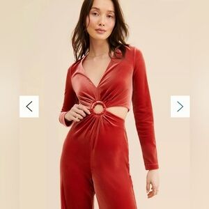 Awaylee Peekaboo Velvet Jumpsuit